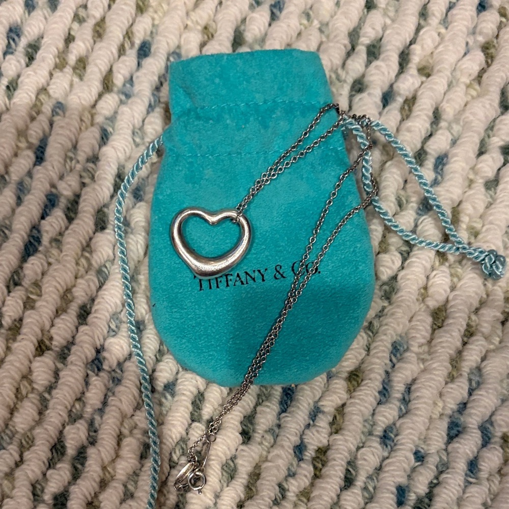 Tiffany & Co. Silver Heart Pendant with Blue Pouch